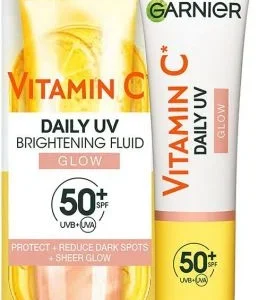 Krem Fluid Ditor Garnier Vitamin C për Lëkurë me Shkëlqim SPF 50+