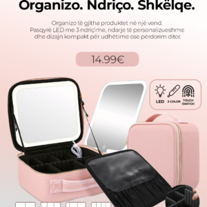 Çantë + Pasqyrë LED për Makeup (MakeUp Organizator)